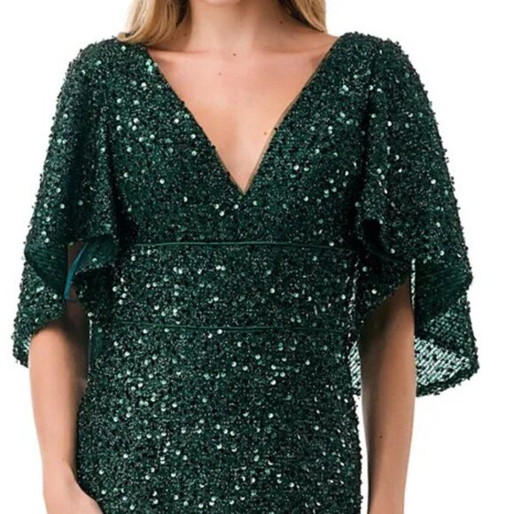 NEW LONG FORMAL SHEATH MOB DRESS EMBROIDERED W/ SPARKLING SEQUINS TC M2751T - Picture 4 of 8